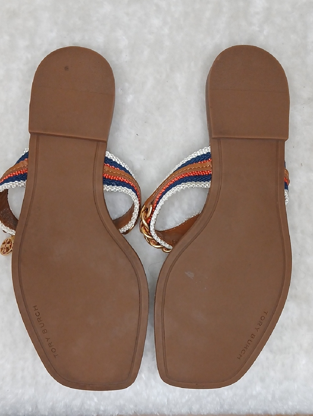 Tory Burch Mini Benton Chain Band Thong Sandals Size 7.5 - Picture 9 of 12